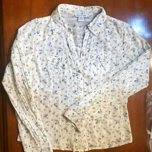 Abercrombie & Fitch blue floral snap pearl button shirt M